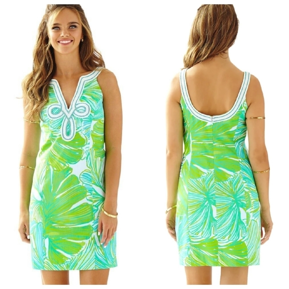 Lilly Pulitzer 4 Green Sheen Fronds Place Tessa Dress 20055